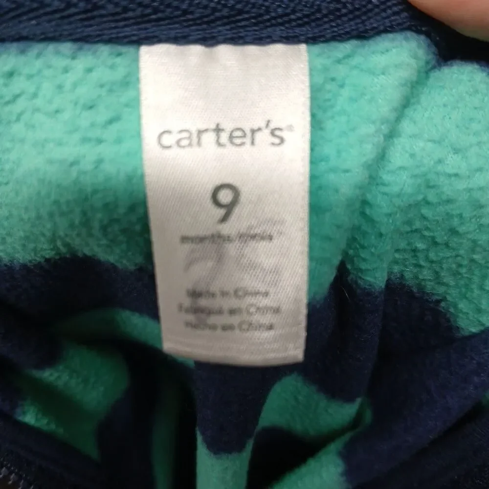 Carters ~ Boy's Sleeveless Hoodie~ Size 9 Months ~ Teal/Blue Striped.